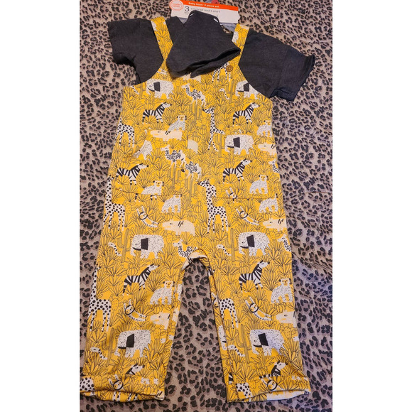Wonder Nation 3-Piece Set Baby Boys Size 18M Coverall and T-Shirt with Bib (AE) - Picture 1 of 7